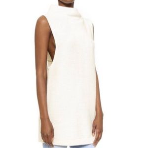 Free People Ottoman sleeveless Mock Nock Sweater Tunic Ivory Dress Size Large